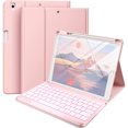 thumbnail image 3 of Dark Green Detachable Bluetooth Keyboard Case with 7-Color Backlight & Pen Holder - Compatible with iPad 9th/8th/7th Gen (10.2"), iPad Pro 10.5" (2017), iPad Air 3rd Gen - 3 Viewing Angles, PU, 3 of 7