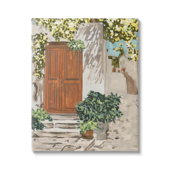 Stupell Industries Cottage Doorway Botanicals Travel & Places Painting Gallery Wrapped Canvas Art Print Wall Art, 16 x 20