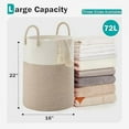 thumbnail image 2 of LUMIHO Cotton Woven Rope Laundry Hamper，Storage Basket for Blankets,Dirty Clothes,Brown-72L, 2 of 8