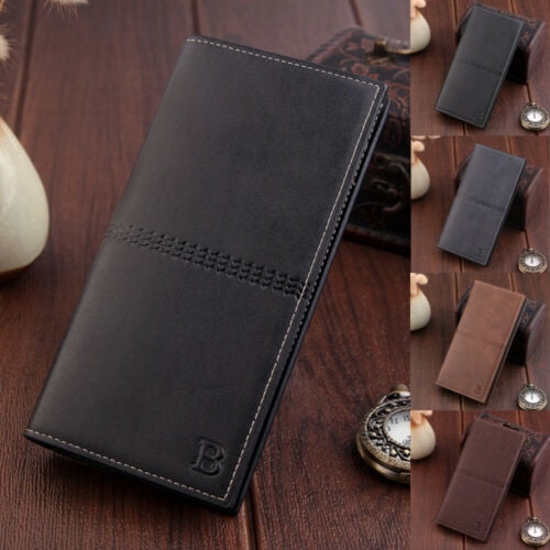 Luxury Men Leather Wallet ID Card Holder Purse Checkbook Long Clutch Billfold