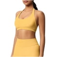thumbnail image 2 of WMTBSRSW Halter Ribbed Knit Crop Tank Tops for Women Open Back Padded Longline Sports Bras Workout Gym Yoga Yellow Medium, 2 of 9