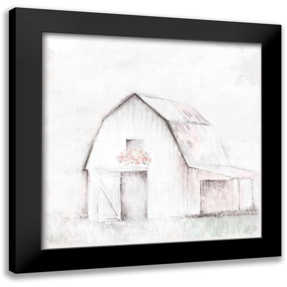 White Ladder 12x12 Black Modern Framed Museum Art Print Titled - Pastel Barn