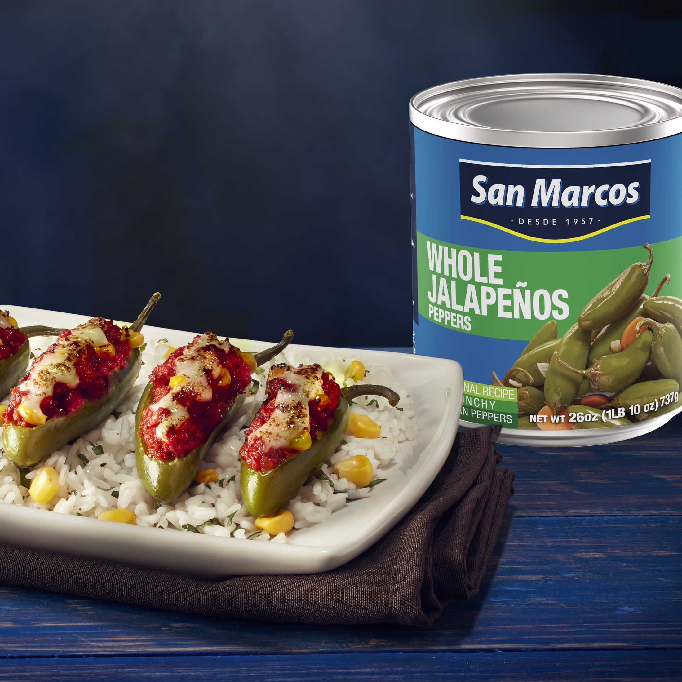 (3 pack) San Marcos Shelf Stable Whole Jalapeno Peppers, 26 oz Can