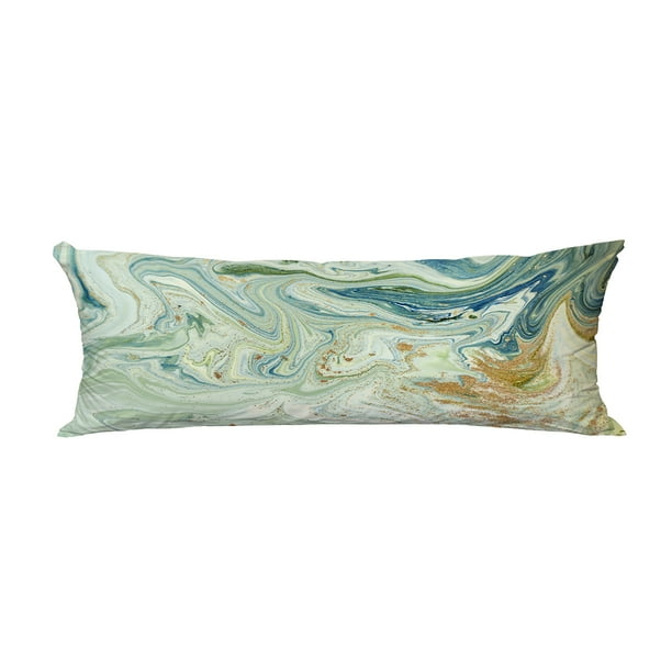 ABPHQTO Marbled Blue Green And Golden Liquid Marble Pattern Body Pillow