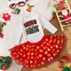 thumbnail image 1 of Vestido de tutú para bebé con estampado alegre y brillante, falda infantil de manga larga para el día de Navidad, mameluco para bebé + falda de tutú, ropa navideña para recién nacidos, 1 of 5
