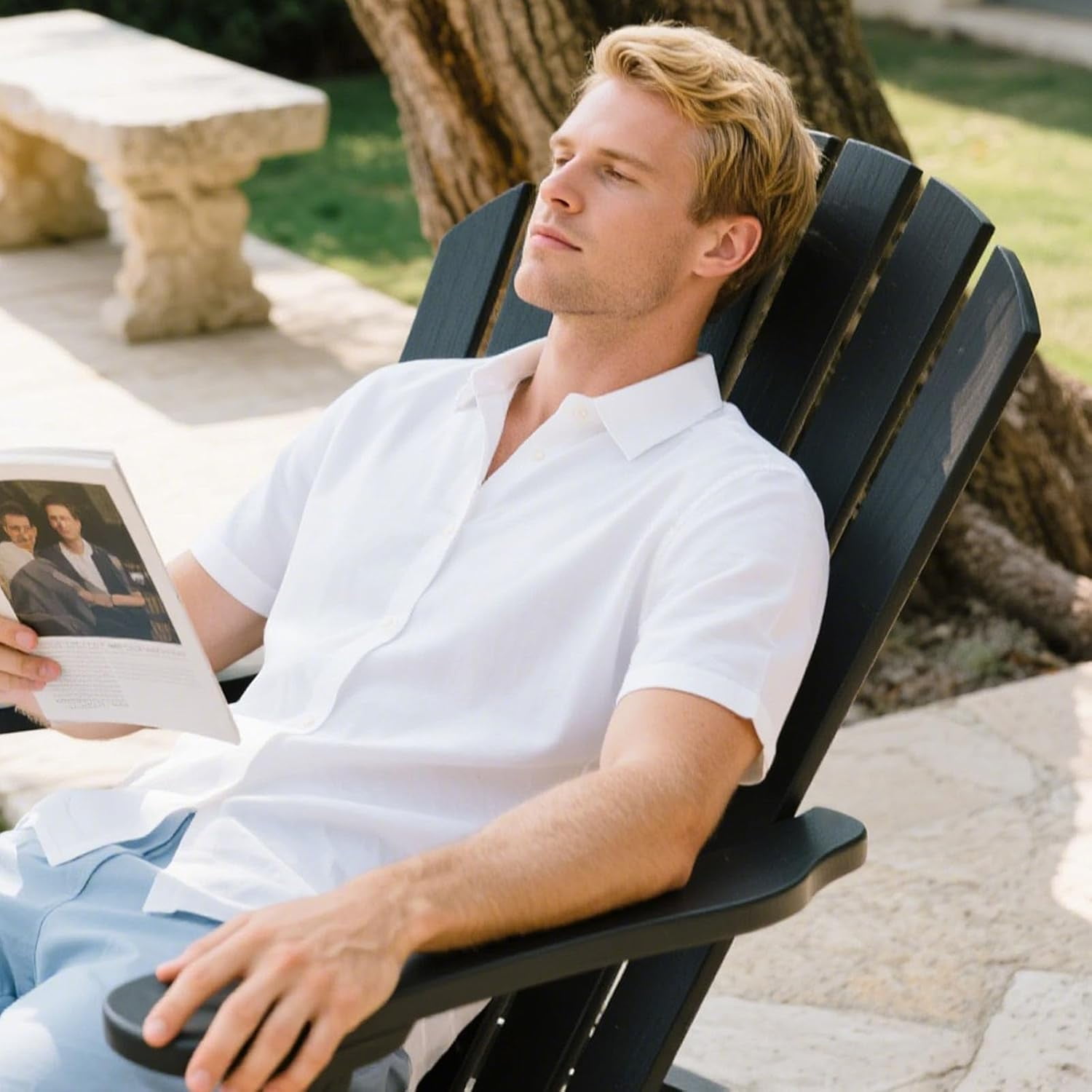 Adirondack Chairs - HDPE Weather Resistant, No Tools and Hardware Required 5-Minute Assembly, Patio, Firepit or Lawn Chairs, Black