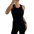 thumbnail image 2 of Blouses Women's Summer Fashion Casual Solid Color Round Neck Sleeveless Top Tight Tank Top Womens Tops Kagetolytai Black M, 2 of 5