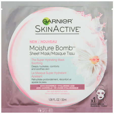 Garnier SkinActive Super Hydrating Sheet Mask, Soothing, 1.08 fl. (Best Sheet Mask For Sensitive Skin)