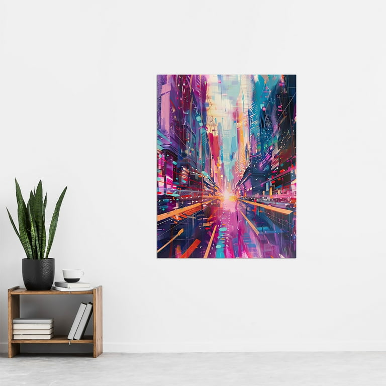 Vibrant Japan Abstract Tokyo City Painting Living Room Extra Large