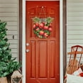 thumbnail image 7 of Bright Red Apple Front Door Porch Decoration Hanging Sign with Artificial Green Plants and Bow for Home Outdoor Indoor, 7 of 7