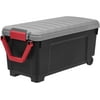 IRIS USA 169 Qt Rolling Storage Box with Latches and Handle, Black/Gray