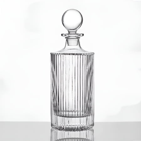 ACDANC Whiskey Decanter and Glass Stopper 27 Oz Round Ribbed Decanter for Whiskey,Bourbon,Brandy,Liquor,and Rum Decanters for Alcohol