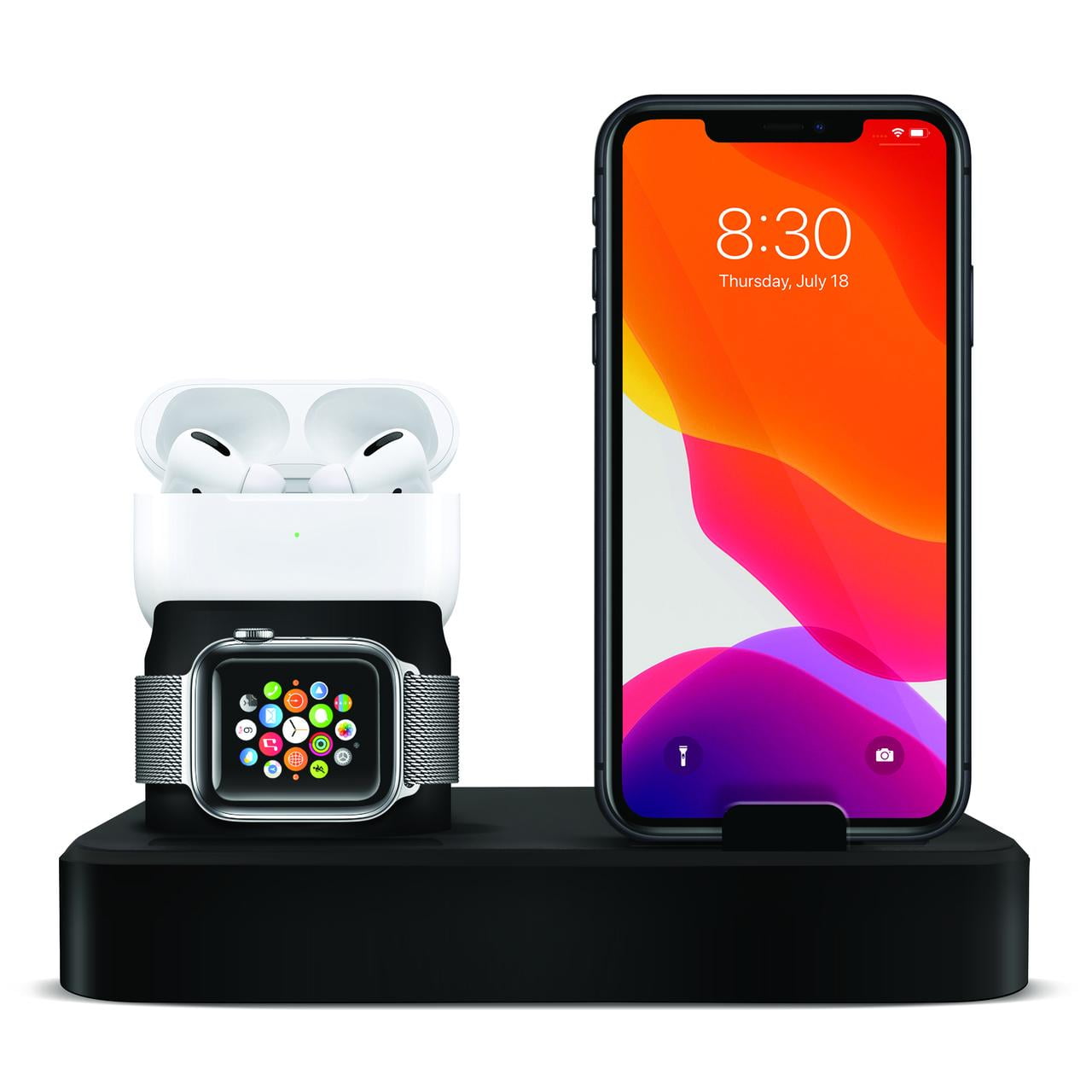 Primo Tech Station 3-in-1 Premium Charging Station  Fits Smartphones, AirPods, Apple Watch, Charging Cables Not Included
