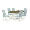 thumbnail image 2 of East West Furniture X-Style 7-piece Wood Dining Room Set in White/Baby Blue, 2 of 10
