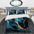 thumbnail image 2 of Designart "Abstract Marble Mosaic in Gold and Sapphire Blue V" Abstract Bedding Covert Set - Abstract Gold Modern Bed Set With 2 Shams, 2 of 5