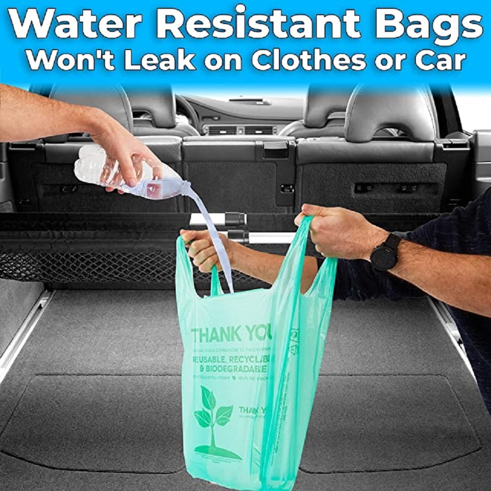 Avant Grub 22" Green Plastic Grocery or Takeout Bags with Thank You Text, 500 Pack