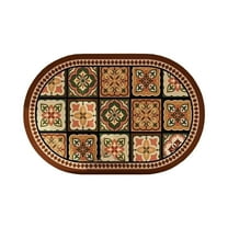 Holloyiver Non-Slip Quick Dry Bathroom Rug, 23.6"x15.7" Washable Vintage Soft Oval Faux Wool Rug, Boho Bathroom Floor Carpet Door Mat, Low Pile Rugs for Living Room Kitchen Dining Entryway