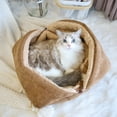thumbnail image 3 of AYktou Foldable Cat Bed - Warm Soft Kennel Bed, Multi-Functional Format Cat Nest Dog House Cats Puppy Cave Cushion Portable Pet Mat Indoor Cat Mat for Small Medium Large Cats Dogs, Brown, 3 of 6