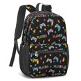 thumbnail image 2 of Game Controller Black Pattern 17" School Backpacks for Teens,Waterproof Oxford Fabric,S-Shape Padded Straps for School,Travel,Hiking,Camping, 2 of 6
