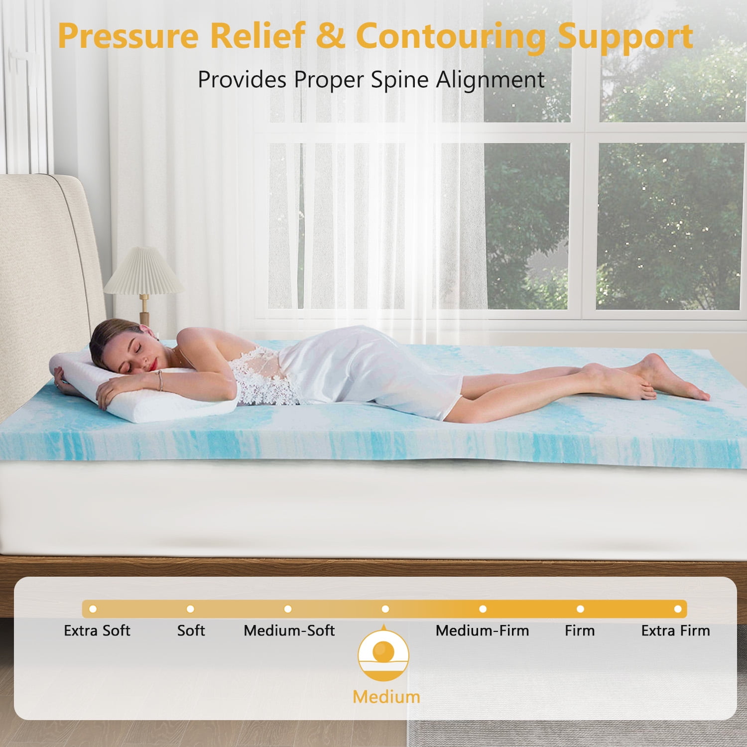 Beddle Memory Foam Mattress Topper, 2 inches Queen Size Mattress Pad,Pressure Relief for Back Pain