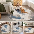 thumbnail image 5 of Round Rugs 3.3Ft, Brown Blue Round Area Rug Washable Indoor Throw Carpet, Vintage Abstract Art Modern Soft Non Slip Circle Rug for Laundry Room Patio Home Decor Aesthetic, 5 of 8