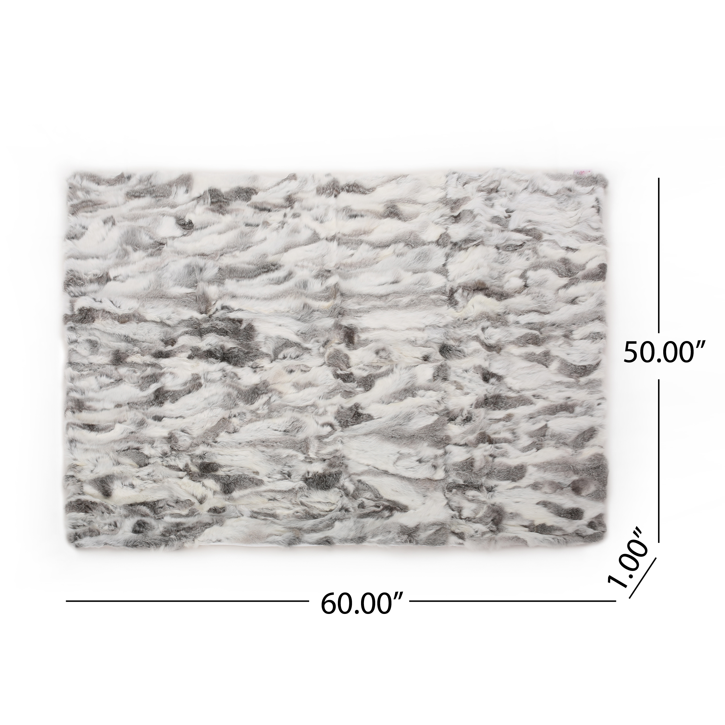 Noble House Victor Glam Fur Throw Blanket, Gray, White