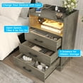 thumbnail image 5 of LED Nightstand with Charging Station&LED Lights for Bedroom, Bedside Table with USB Ports & Open Storage for Living Room,Gray, 5 of 9