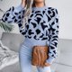 thumbnail image 3 of Suéter de señora para mujer, suéter de cuello redondo de manga larga con estampado de leopardo para invierno y otoño, 3 of 8
