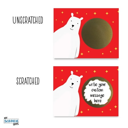 My Scratch Offs Christmas White Polar Bear DIY Scratch-off Note Cards & Stickers, Red, 20 Pack