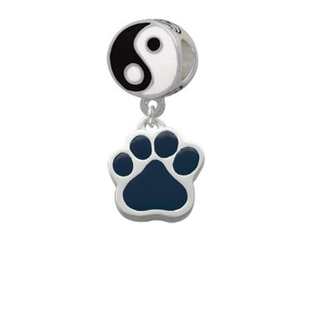 Large Navy Blue Paw - Yin Yang Charm Bead