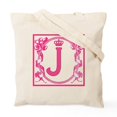 thumbnail image 2 of CafePress - Letter J Fuchsia Ribbons Monogram Tote Bag - Unisex Canvas Tote Bag, Beige, 1-Piece, 2 of 8