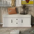 thumbnail image 2 of Bellemave Entry Storage Bench with Cushion, Shoe Bench with 2 Drawers and 2 Cabinets, Wooden Organizer Storage Bench for Entry/Bedroom/Closet/ Living Room/Hallway（White）, 2 of 8