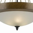 thumbnail image 2 of 3 Bulb Pendant Fixture with Round Wooden Frame and Smoked Glass Shade,Brown- Saltoro Sherpi, 2 of 4