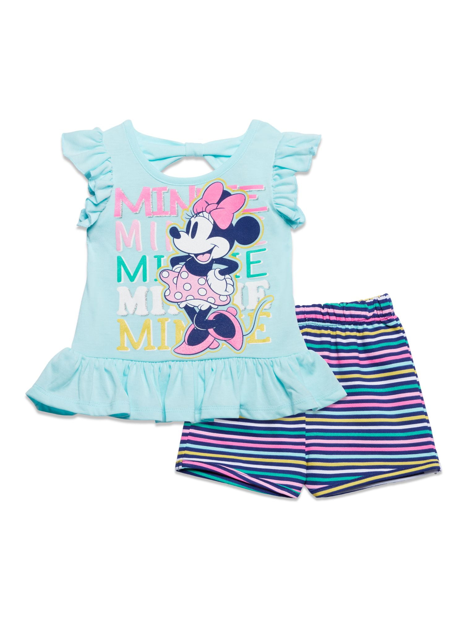 Disney Minnie Mouse Girls French Terry T-Shirt and Shorts Set