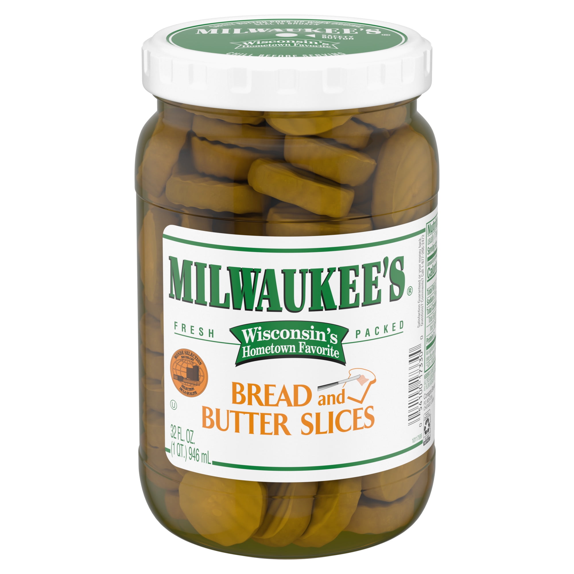 (4 pack) Milwaukee's Pickles, Bread and Butter Slices, 32 fl oz Jar