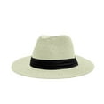 thumbnail image 3 of Jinhomg Sun Straw Fedora Beach Hat, Unisex Casual Wide Brim Summer Vacation Hats Lightweight UV Protection Outdoor Travel Cap Holiday Clearance Sale Green, 3 of 6