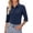 24# Dark Blue, variant on Women Button Down Shirts 3/4 Sleeve Basic Business Dress Shirt Collared Work Office Slim Fitted Classic V Neck Button Up Blouse Tops Light Purple L