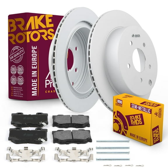 Metrix Premium Chassis Parts - Rear Semi-Metallic Disc Brake Pad Set & Vented Brake Rotor Kit Fits 2012 Infiniti M37, Infiniti M56, 2017-2018 Q50, 2015-2018 Q70