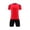 Red, variant on Odeerbi Kids Teen Boys Girls Mesh Soccer Training Uniform Set Color Block Short Sleeve T-Shirt Shorts Quick Dry Athletic Sets for 5-15 Years