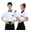 thumbnail image 4 of pitrice Uniformes de Chef pour Femmes, Veste de Chef à Manches Courtes, Vêtements de Cuisine à Double Boutonnage, Veste de Travail, Vêtements de Cuisine de Restaurant, Blanc 4TG, 4 of 9