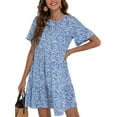 thumbnail image 2 of Fangasis Ladies Sundress Floral Print Swing Dresses Summer Short Mini Dress Womens Casual Holiday Blue L, 2 of 5