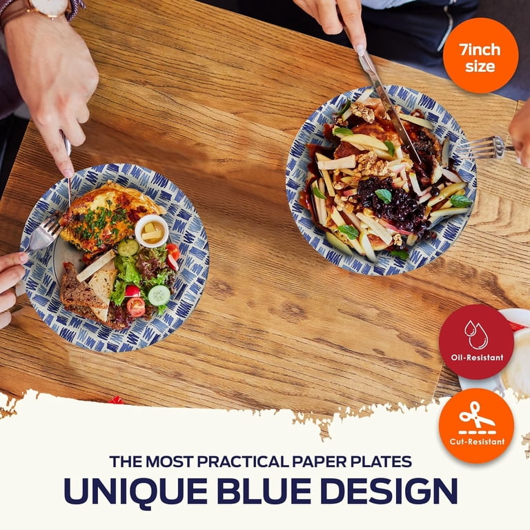 PAMI Heavy Duty Disposable Paper Plates, 7", 50-Pack photo 2