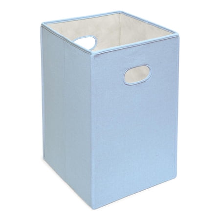 Badger Basket Folding Hamper Storage Bin, Blue, Includes Pad