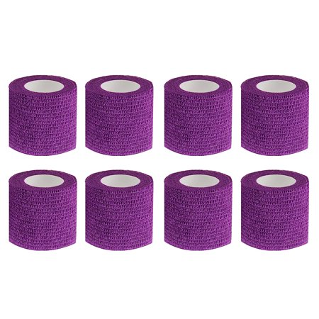 8pcs Tattoo Grip Tape Purple, 2.95"x 5Yards Disposable Cohesive Tattoo Grip Cover Wrap Elastic Bandage Handle Grip Tube for Tattoo Machine Tattoo Grip Accessories