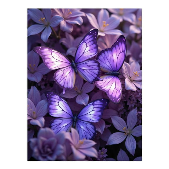 Diamond Art Kits for Adults - 5d Purple Butterflies In Blooming Flowers Diamond Painting for Adults, Diamond Art for Adults Beginners, Diamond Painting Kits for Adults for Home Wall Decor