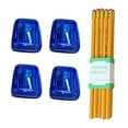 thumbnail image 2 of tzyudk Student Plastic Colored Transparent Pencil Sharpener Pencil Set-geometric Double Hole Sketch Sharpener Pencil Set- 4pc Pencil Sharpener And 10pc Pencil Affordable Useful Blue Wood, 2 of 6