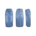 thumbnail image 6 of Women'S Jean Skirt Stretch High Waisted Frayed Raw Hem A Line Denim Midi Skirt with Pockets Light Blue S, 6 of 7
