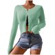 thumbnail image 1 of Cárdigan de moda para mujer, informal, cómodo, liso, de manga larga, blusa, camiseta, cárdigan con botones, tops de poliéster para mujer, 1 of 7