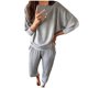 thumbnail image 1 of Conjunto de pantalones de manga larga con cuello redondo de color sólido cómodo de ocio para mujer Pompotops  qwe23658, 1 of 8