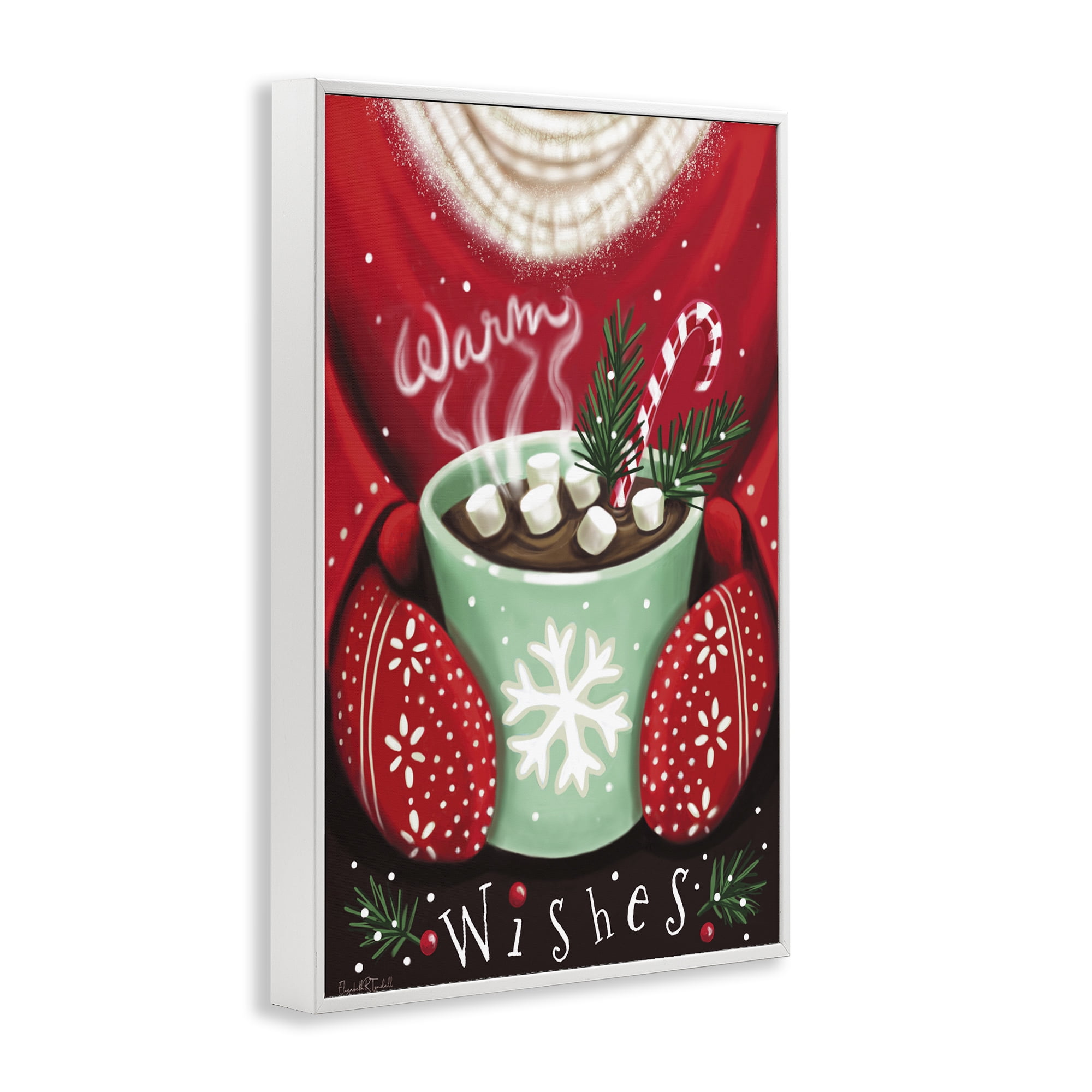 Stupell Industries Warm Wishes Hot Cocoa Holiday Painting White Framed Art Print Wall Art, 20 x 30